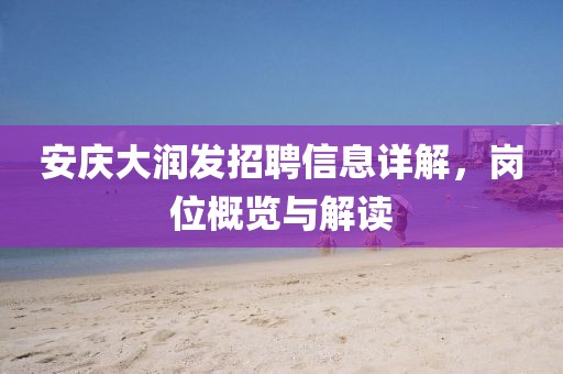 安慶大潤(rùn)發(fā)招聘信息詳解，崗位概覽與解讀