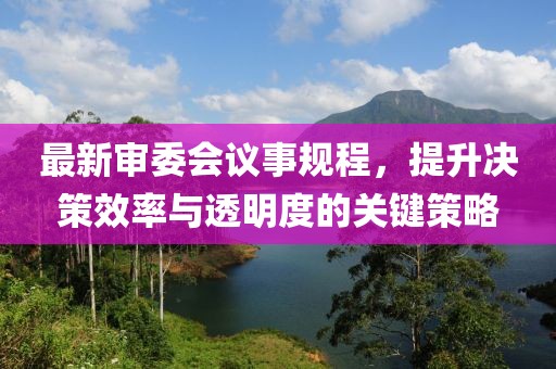 最新審委會(huì)議事規(guī)程，提升決策效率與透明度的關(guān)鍵策略