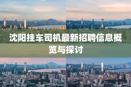 沈陽掛車司機最新招聘信息概覽與探討