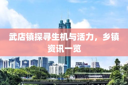 武店鎮(zhèn)探尋生機(jī)與活力，鄉(xiāng)鎮(zhèn)資訊一覽
