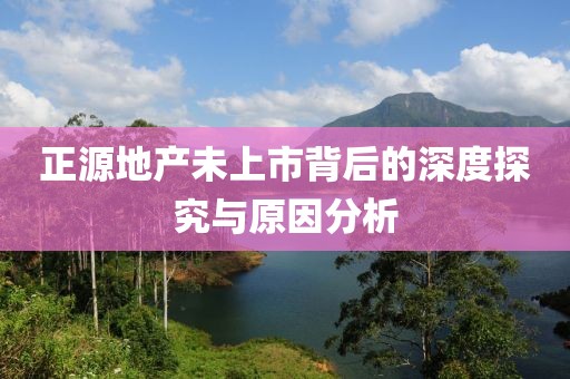 正源地產(chǎn)未上市背后的深度探究與原因分析