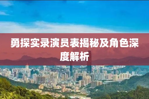 勇探實錄演員表揭秘及角色深度解析