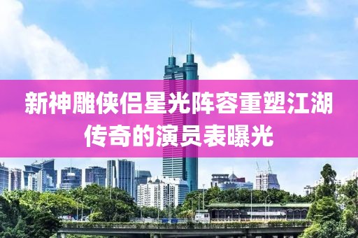 新神雕俠侶星光陣容重塑江湖傳奇的演員表曝光