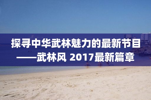 探尋中華武林魅力的最新節(jié)目——武林風 2017最新篇章